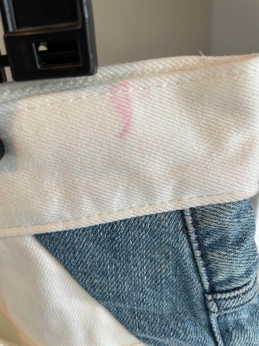 7 For All Mankind White and Blue Two-Tone Cutoff Denim Shorts - Picture 3 of 7